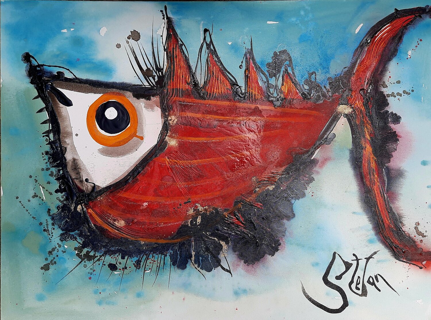 Red Punker Stefan Dimovski Original painting for sale