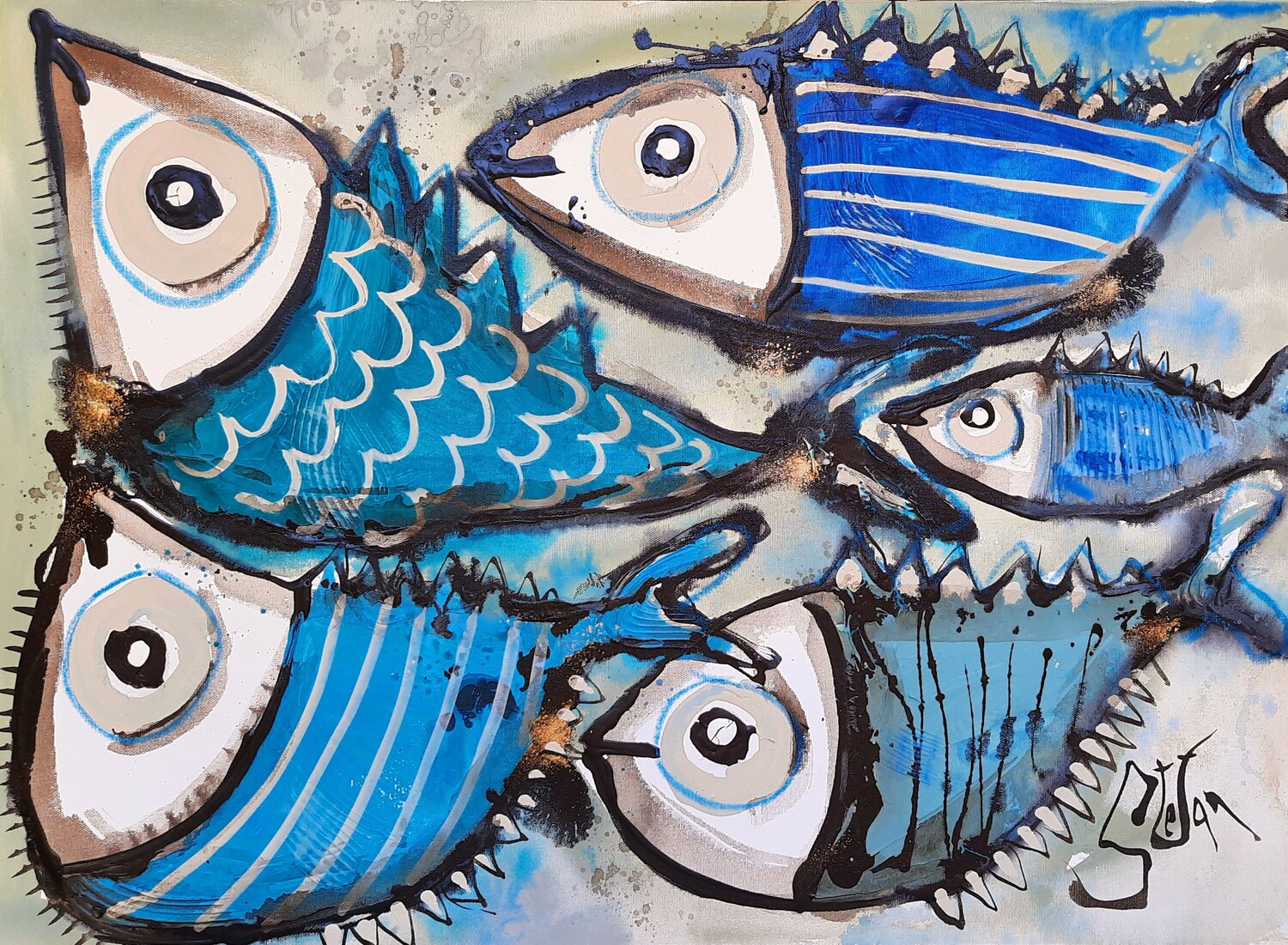 Dressed in blue Stefan Dimovski Original painting for sale