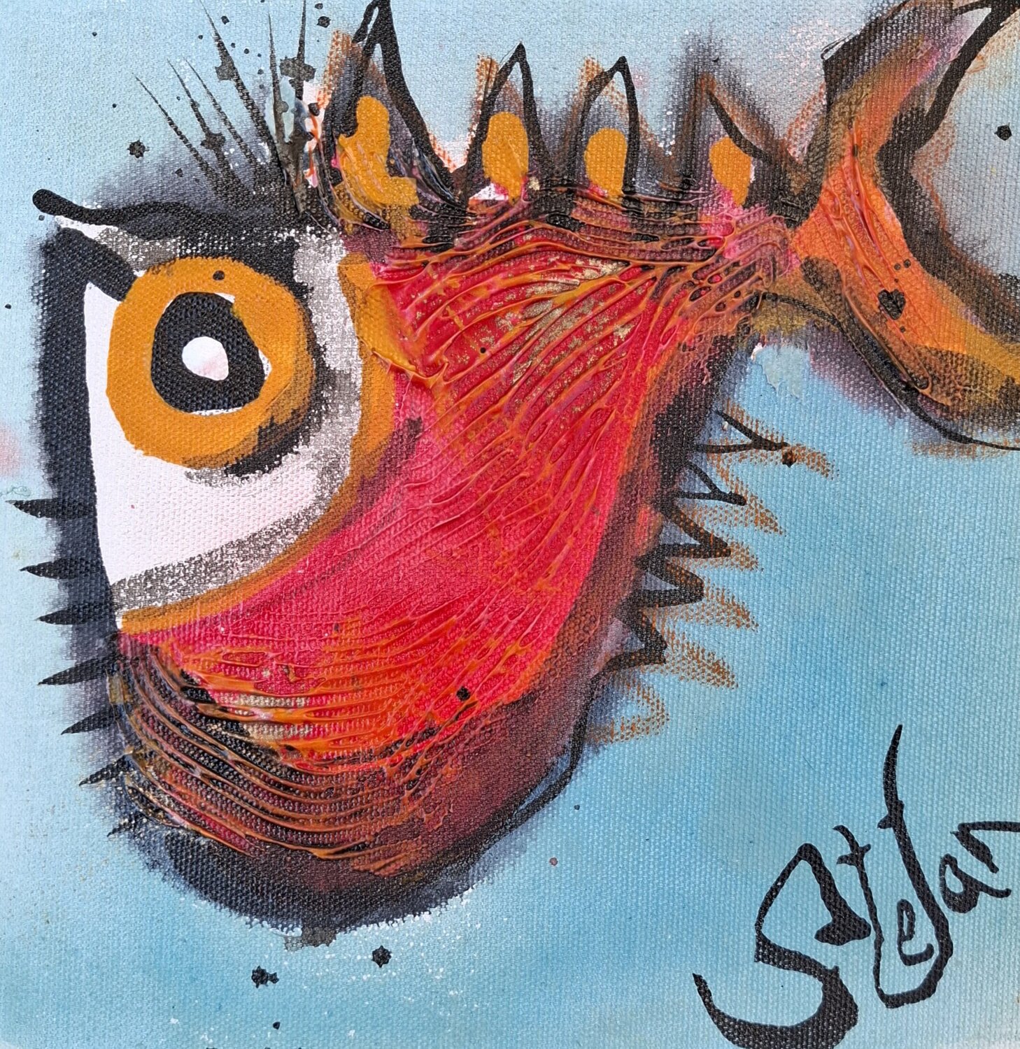Red fish Stefan Dimovski Original painting for sale