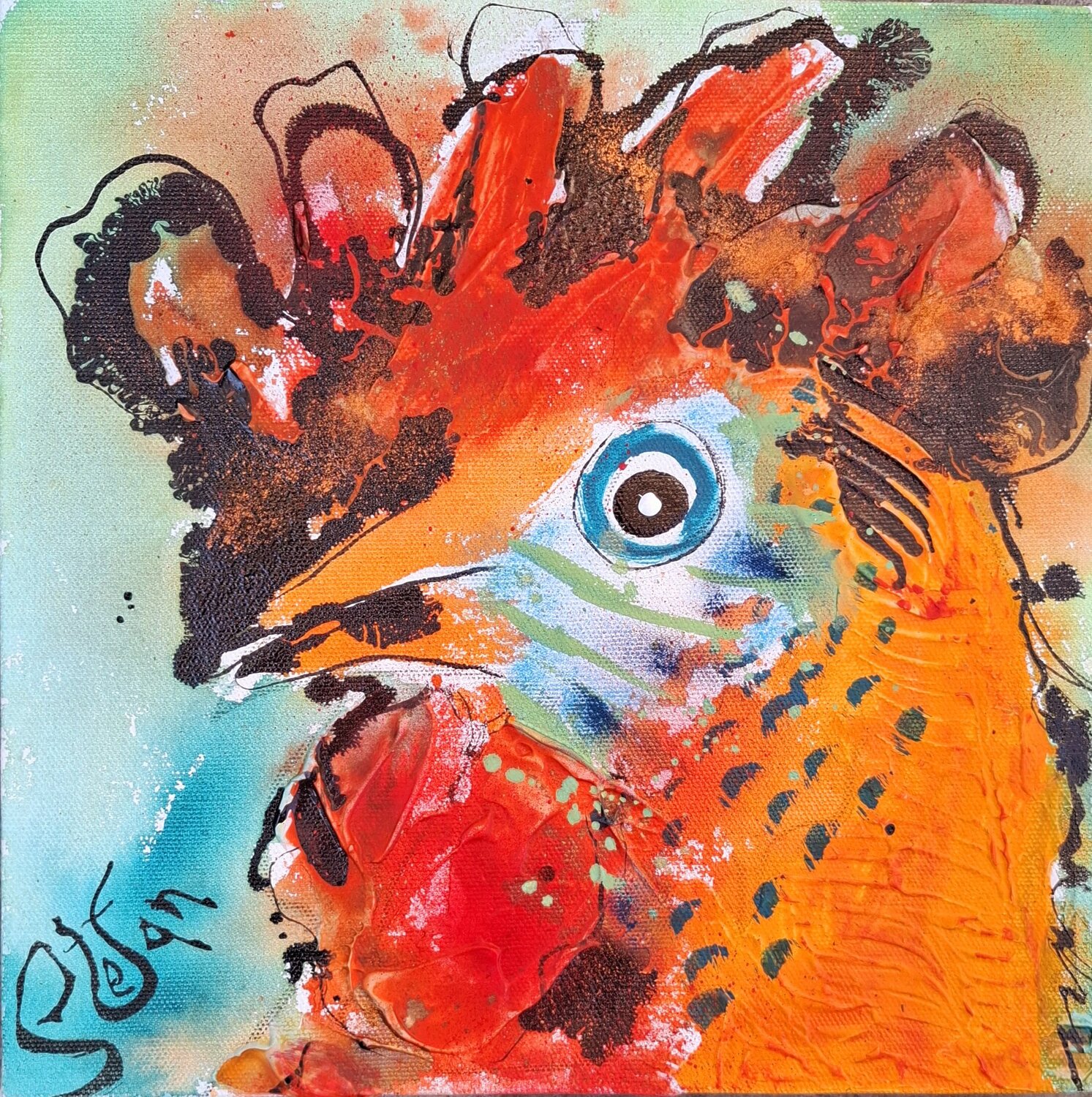 Rooster head Stefan Dimovski Original painting for sale