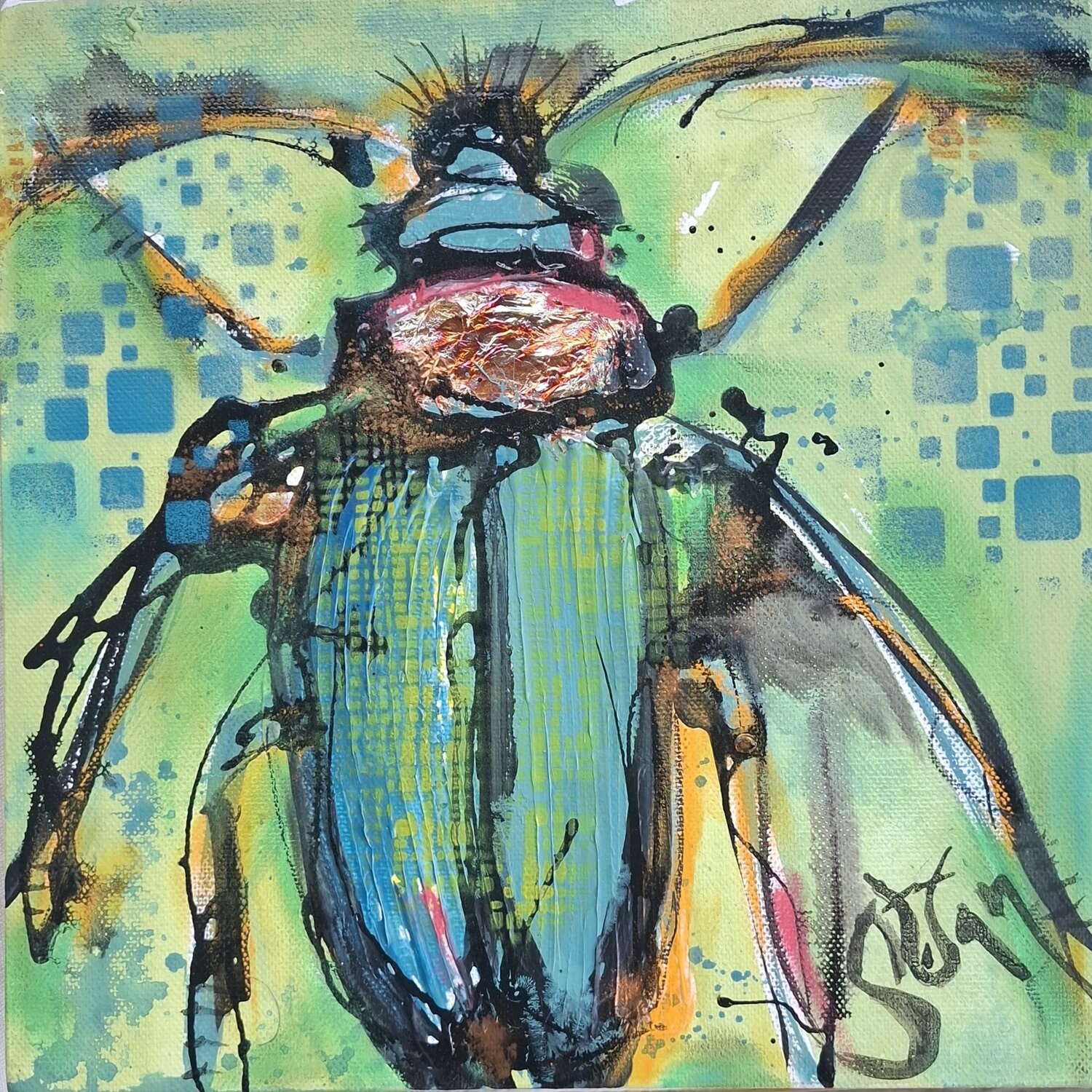Happy bug Stefan Dimovski Original painting for sale
