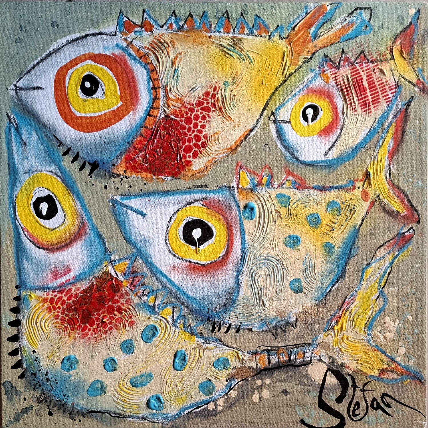 Four of us Stefan Dimovski Original painting for sale