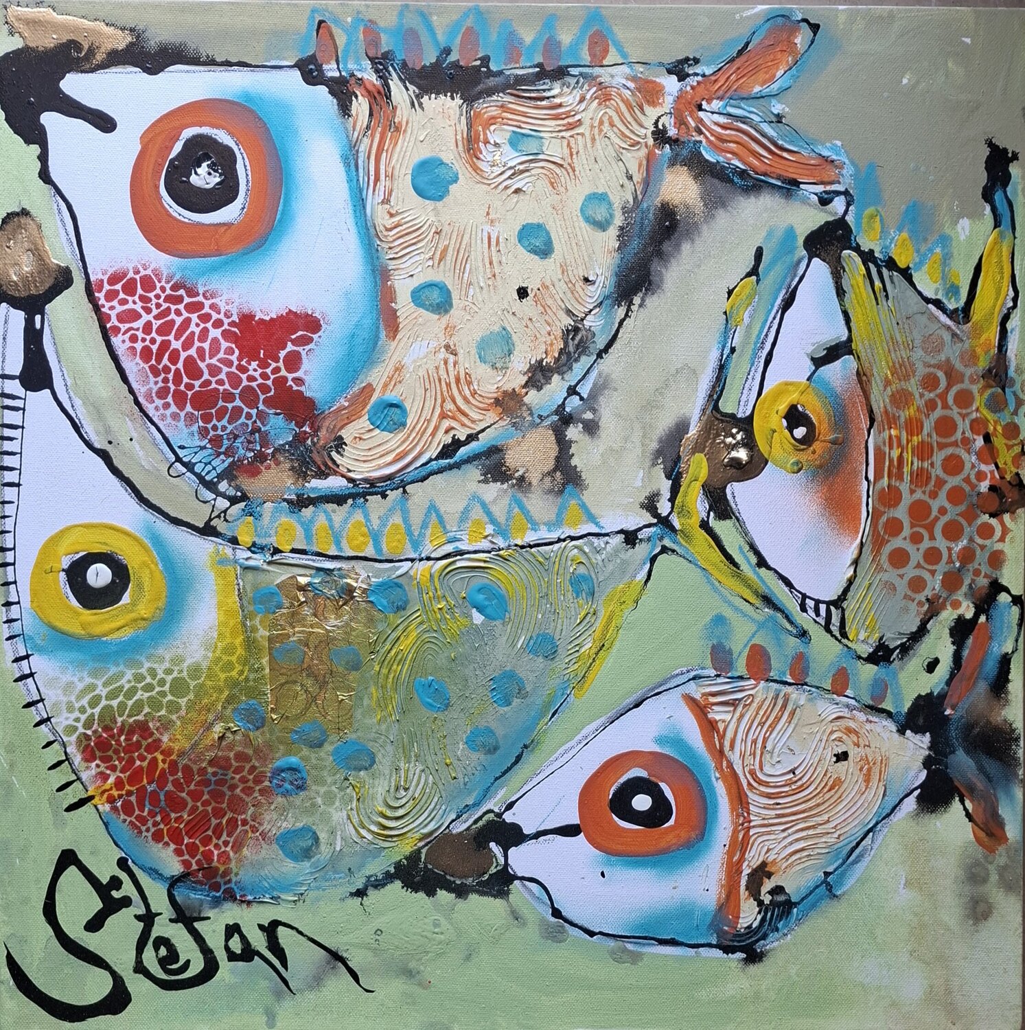 Colorfull happiness Stefan Dimovski Original painting for sale