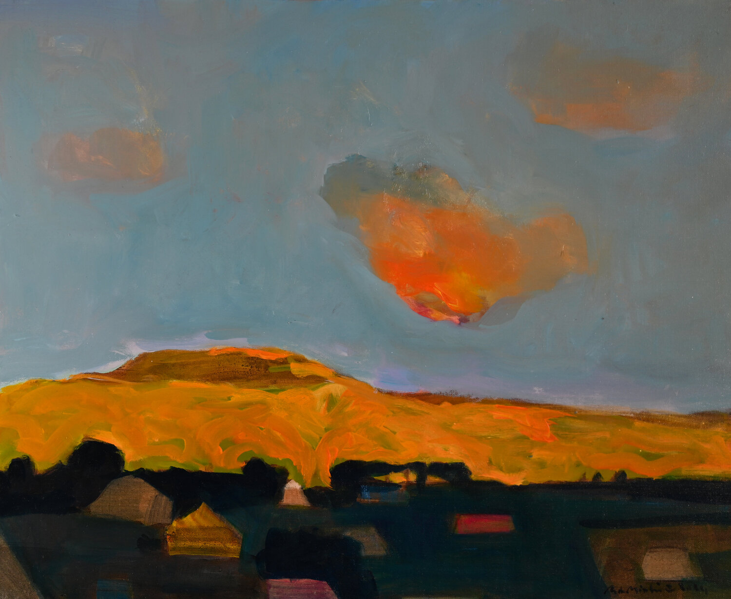 Le village d'or, 73cm x 60cm Bertrand De Miollis Original painting for sale