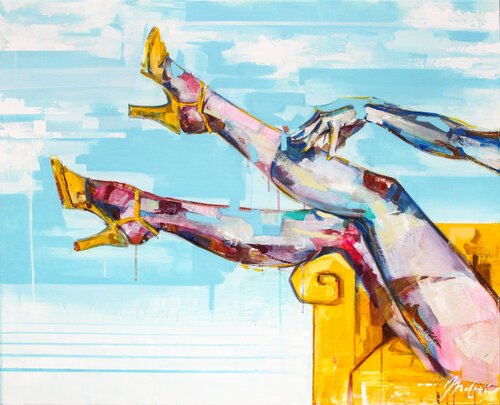 The skies are blue & my heles are yellow by Jordi Machí, Painting for Sale on Select