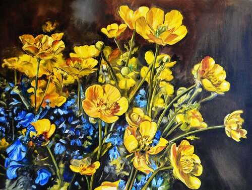 Buttercup Flowers by Valeria Radzievska, Painting for Sale on Select