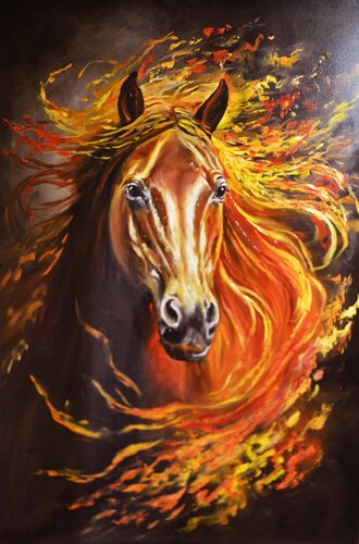 Fire Horse by Valeria Radzievska, Painting for Sale on Select