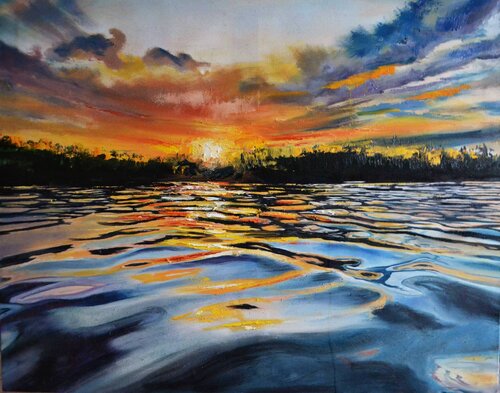 Burning Sunset by Valeria Radzievska, Painting for Sale on Select