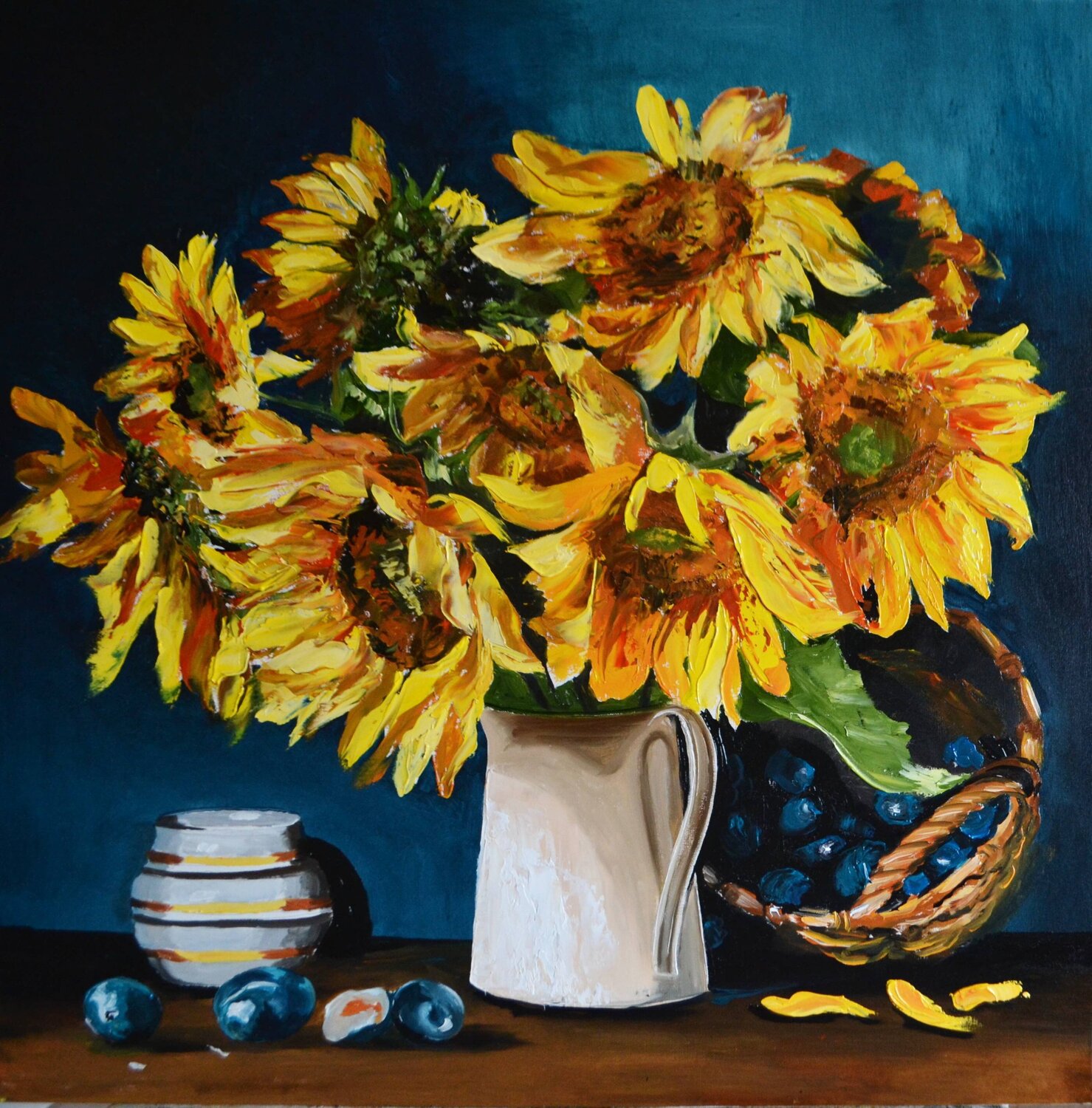 Sunflowers and Plums Valeria Radzievska Originalgemälde zu verkaufen