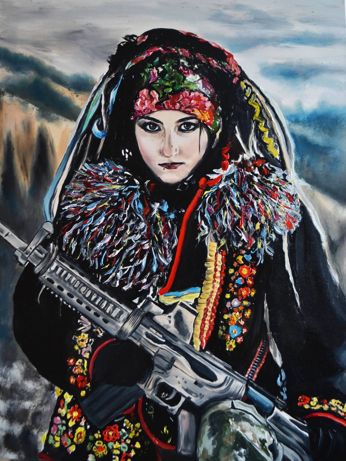 Ukrainian Valkyrie Valeria Radzievska Original painting for sale