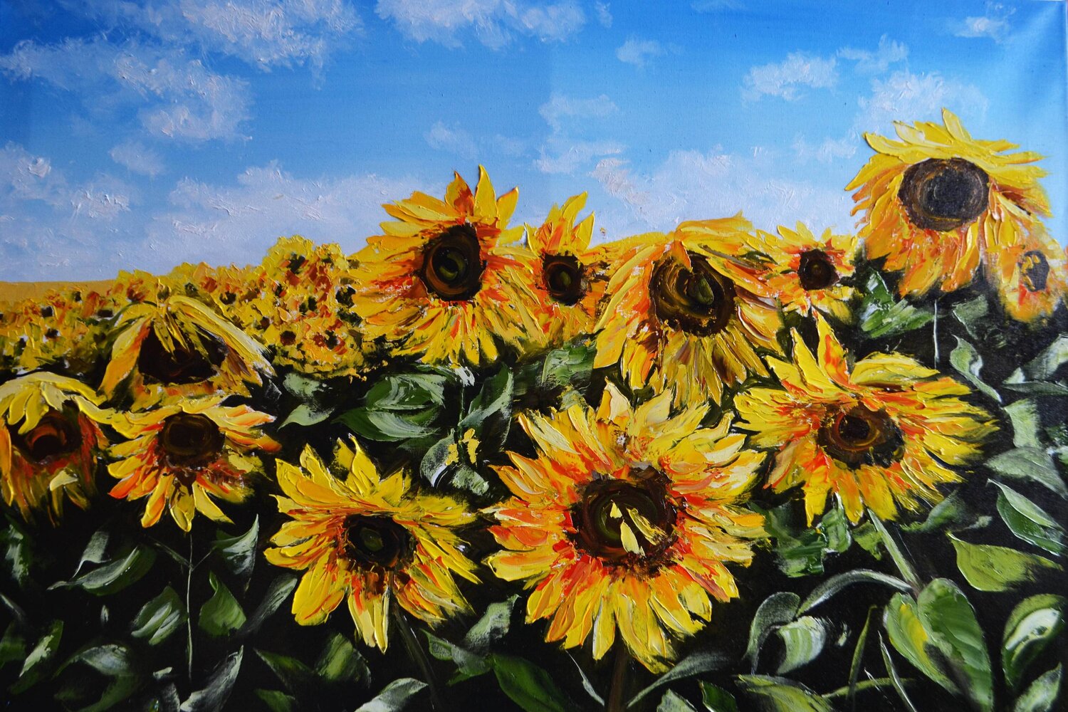 Sunflowers under the Ukrainian Sky Valeria Radzievska Original painting for sale