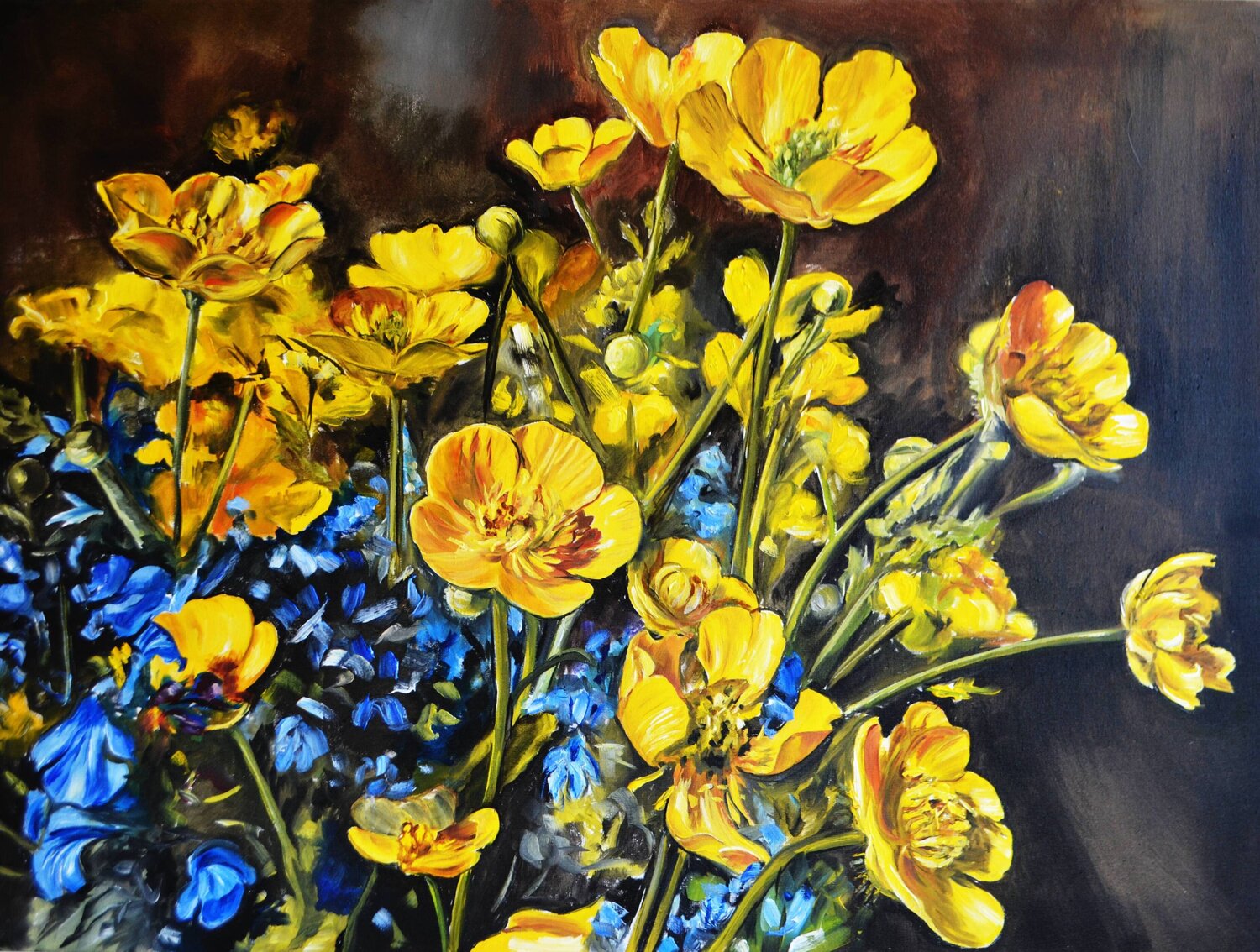 Buttercup Flowers Valeria Radzievska Original painting for sale