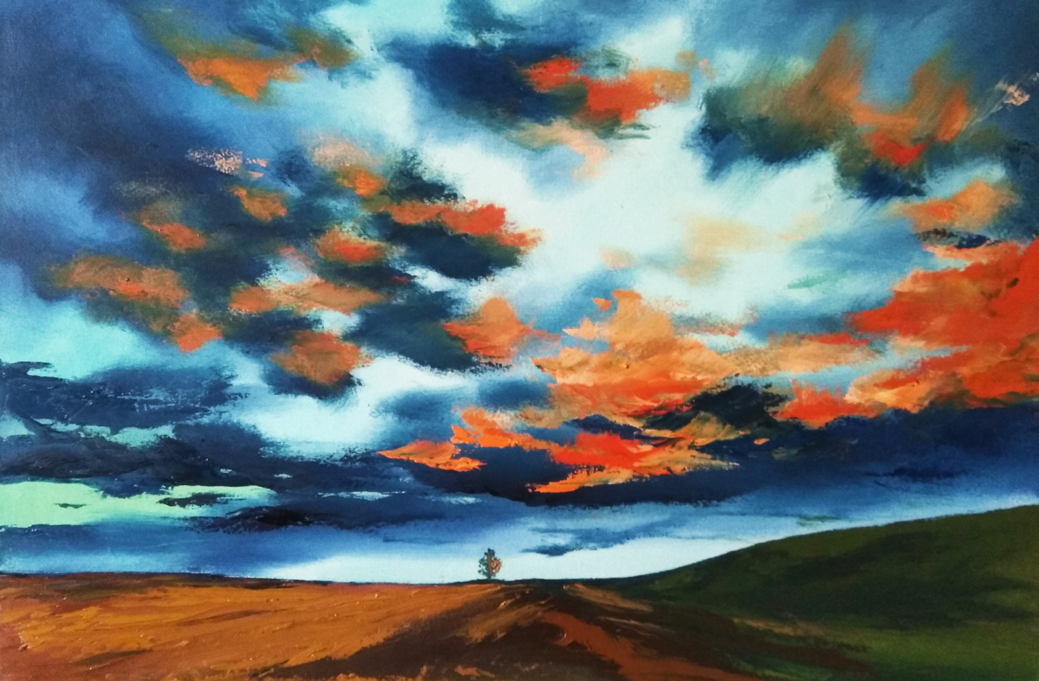 Fire at the Sky Valeria Radzievska Original painting for sale