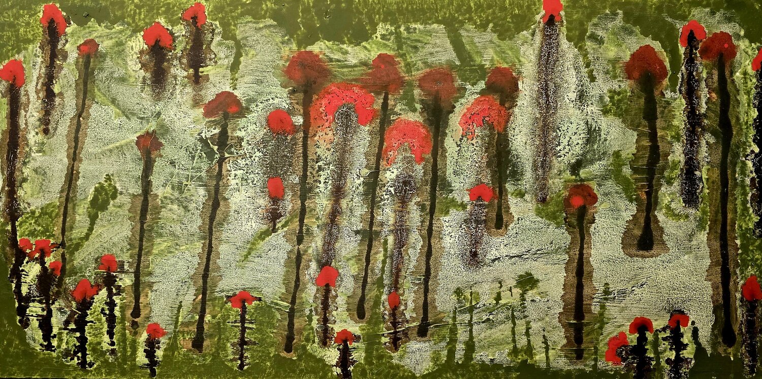 SuperNova Anemone Green Ted Barr Original painting for sale