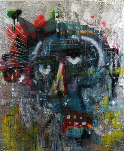 Thinking smoker on the toilet by Lele De bonis, Painting for Sale on Select