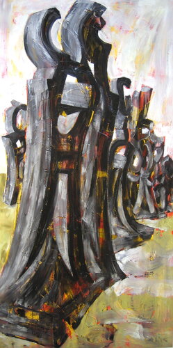 "Liu Yonggang's Giants"" by Barbara Piatti, Painting for Sale on Select