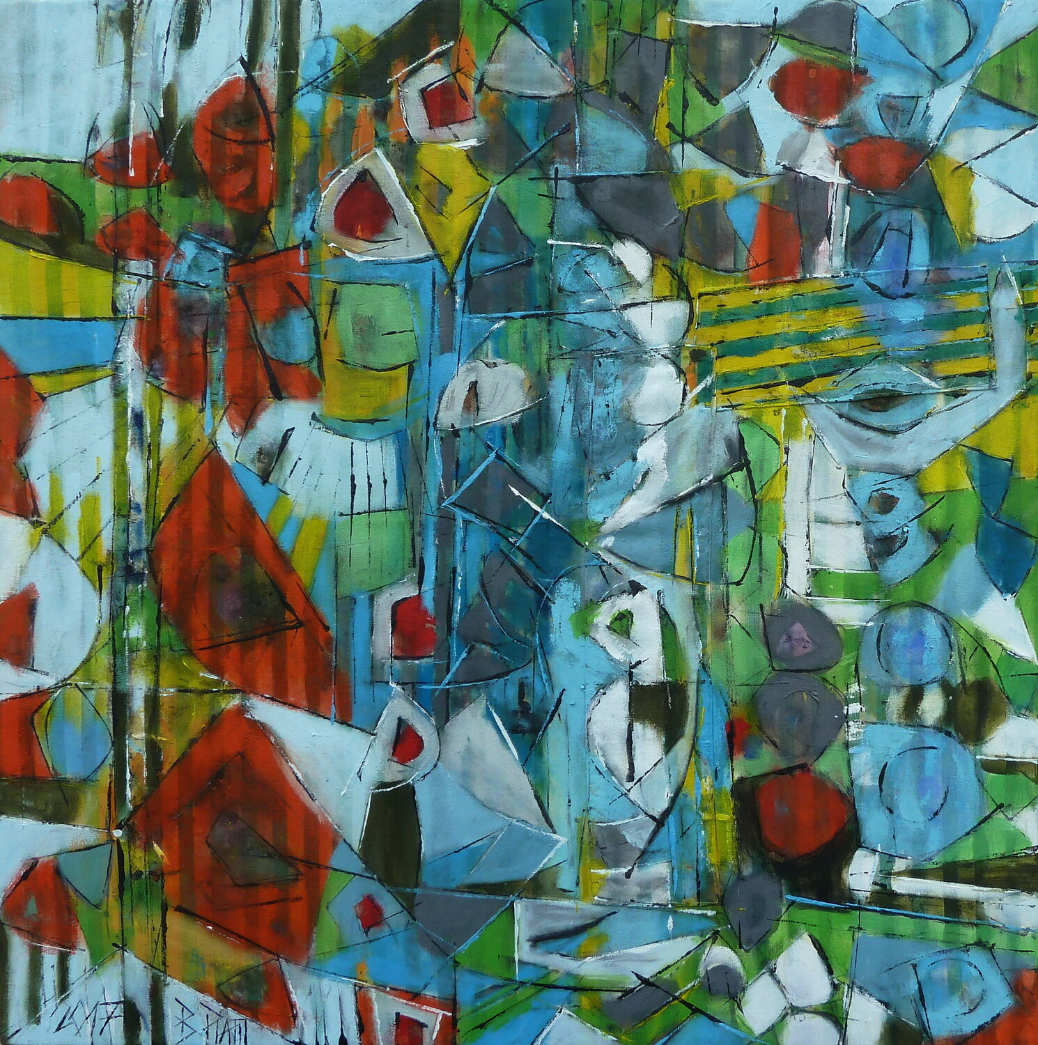 "Chaos rouge" Barbara Piatti Original painting for sale