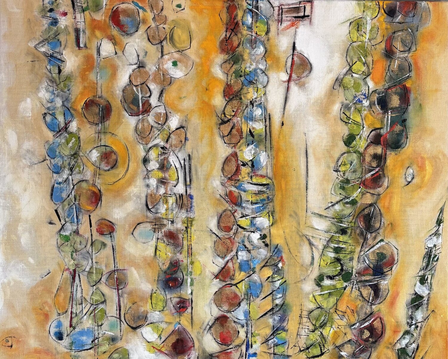 Tibétain prayer flags Barbara Piatti Original painting for sale