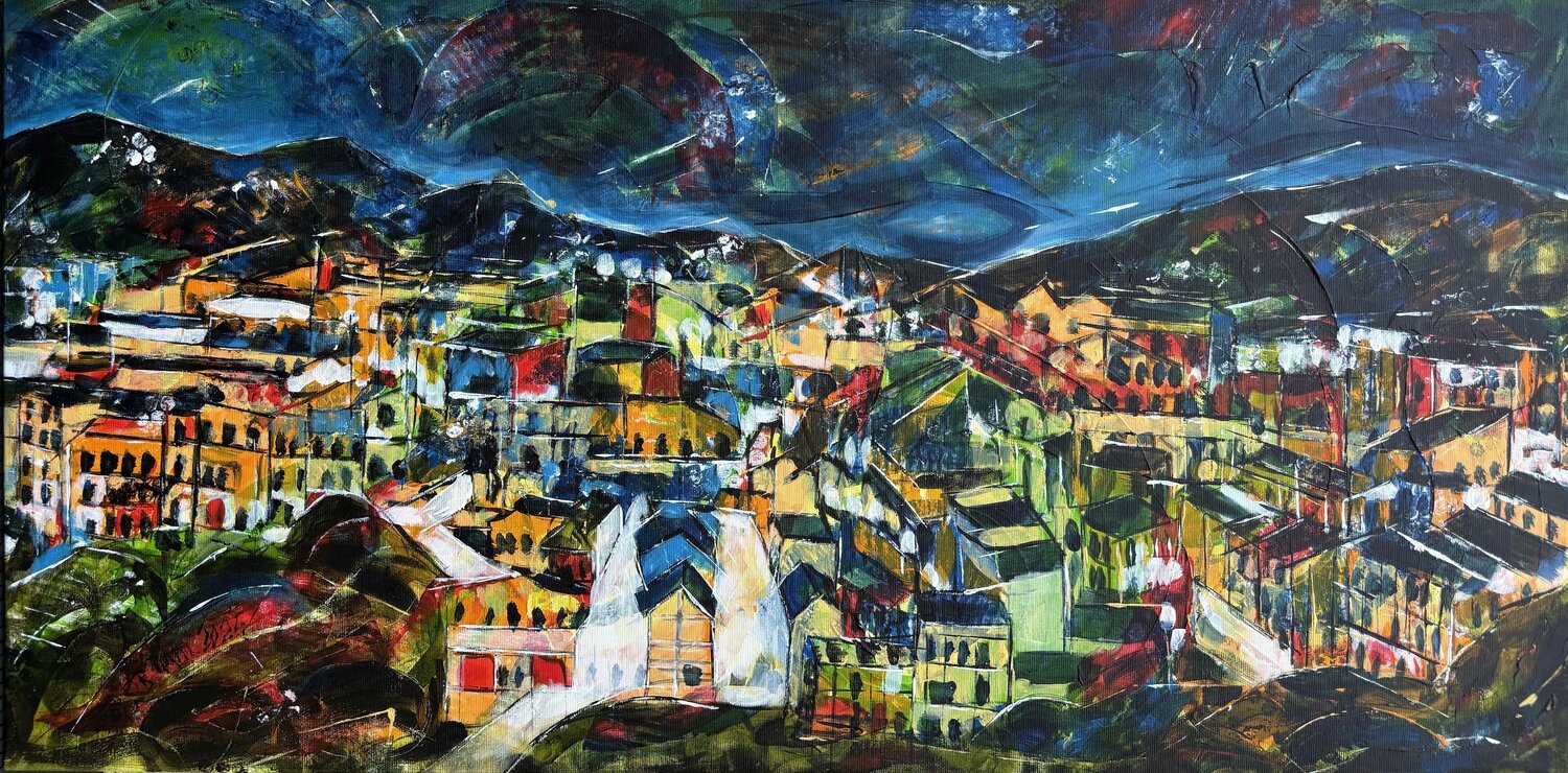 "Crazy Karaoke night in Tusa" Barbara Piatti Original painting for sale