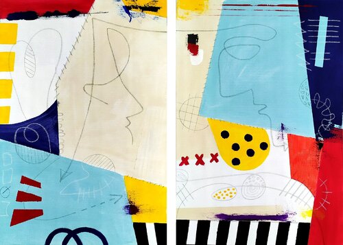 DITTICO; Face to face by aliz polgar, Painting for Sale on Select