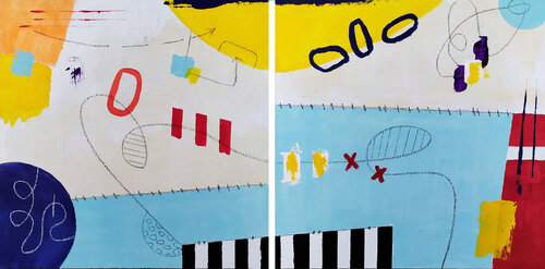 Dittico, oh happy day by aliz polgar, Painting for Sale on Select
