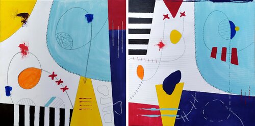 Colors of Kandinskij dittico by aliz polgar, Painting for Sale on Select