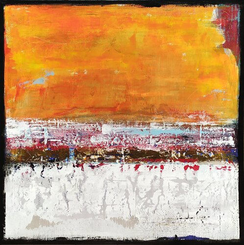 Capricious horisont with orange by aliz polgar, Painting for Sale on Select