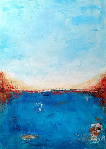 Horison with gold/red by aliz polgar, Painting for Sale on Select