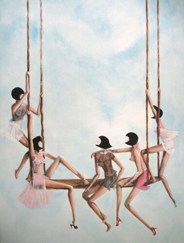 “  THE SWING IS NOT A BUS " by Frédérique Lombard Morel, Painting for Sale on Select