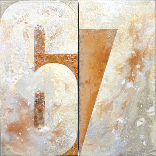 Jugando con Seis/Siete -  Six Seven - Diptych by Cliff Kearns, Painting for Sale on Select