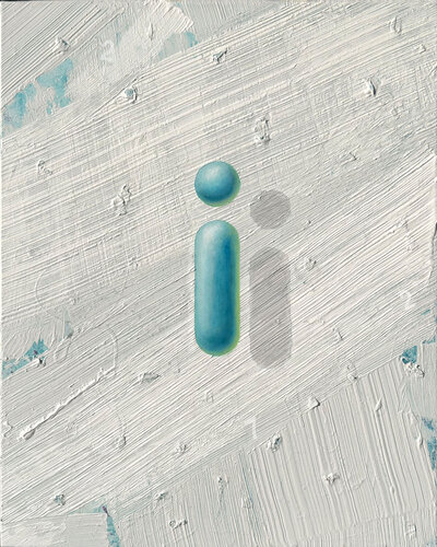 TURQUOIS 'i' on WHiTE #272 by Cliff Kearns, Painting for Sale on Select