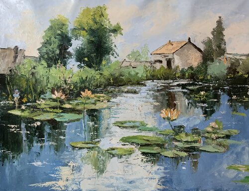 Water Lily Haven. by Vita Schagen, Painting for Sale on Select
