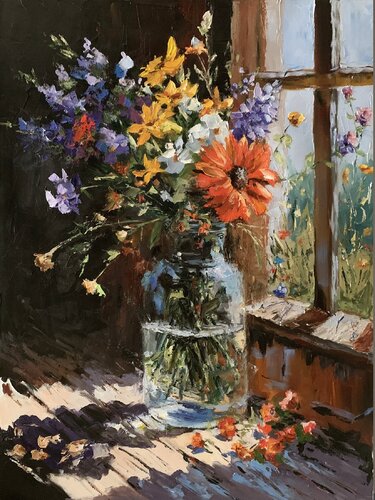 Window Light Bouquet. by Vita Schagen, Painting for Sale on Select