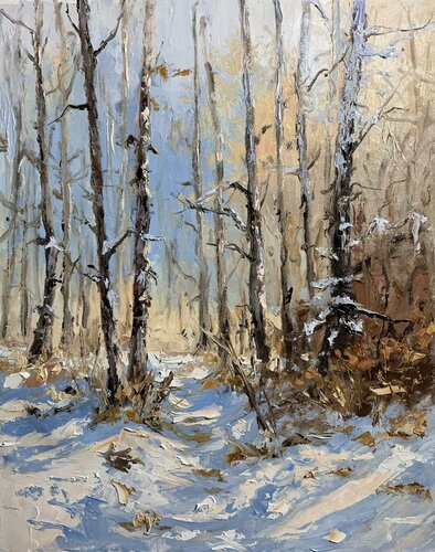 Winter light in the birchwoods. by Vita Schagen, Painting for Sale on Select