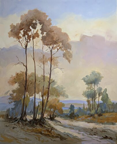 Warm light. Sunset Landscape by Vita Schagen, Painting for Sale on Select