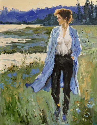 Blue Meadow Walk. by Vita Schagen, Painting for Sale on Select