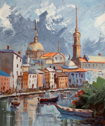 Old Town Waterfront. von Vita Schagen, Malerei kaufen auf Select