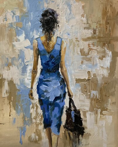 Woman in Blue dress. by Vita Schagen, Painting for Sale on Select