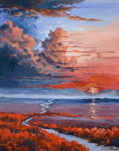 Crimson Tidal Sunset. von Vita Schagen, Malerei kaufen auf Select