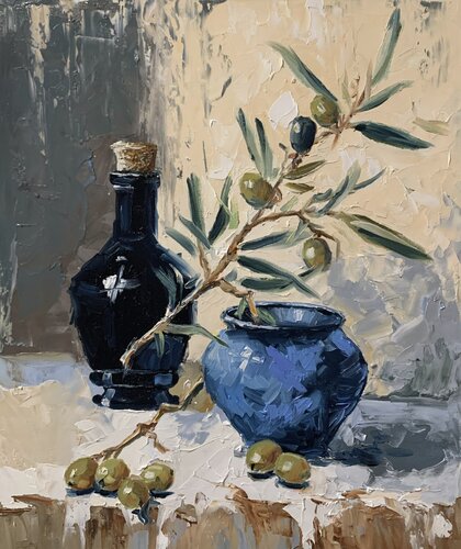 Olive Branches by the Window. von Vita Schagen, Malerei kaufen auf Select