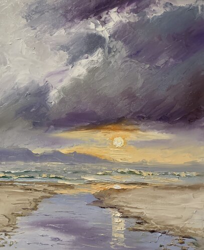 Stormy Sunset Seascape. von Vita Schagen, Malerei kaufen auf Select
