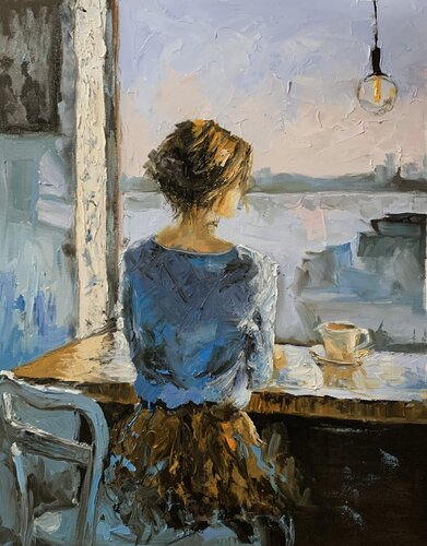 Woman, Quiet Morning by the Window. von Vita Schagen, Malerei kaufen auf Select