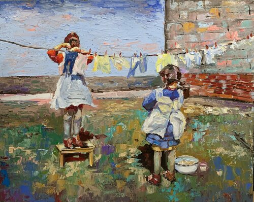 Little girls by Vita Schagen, Painting for Sale on Select