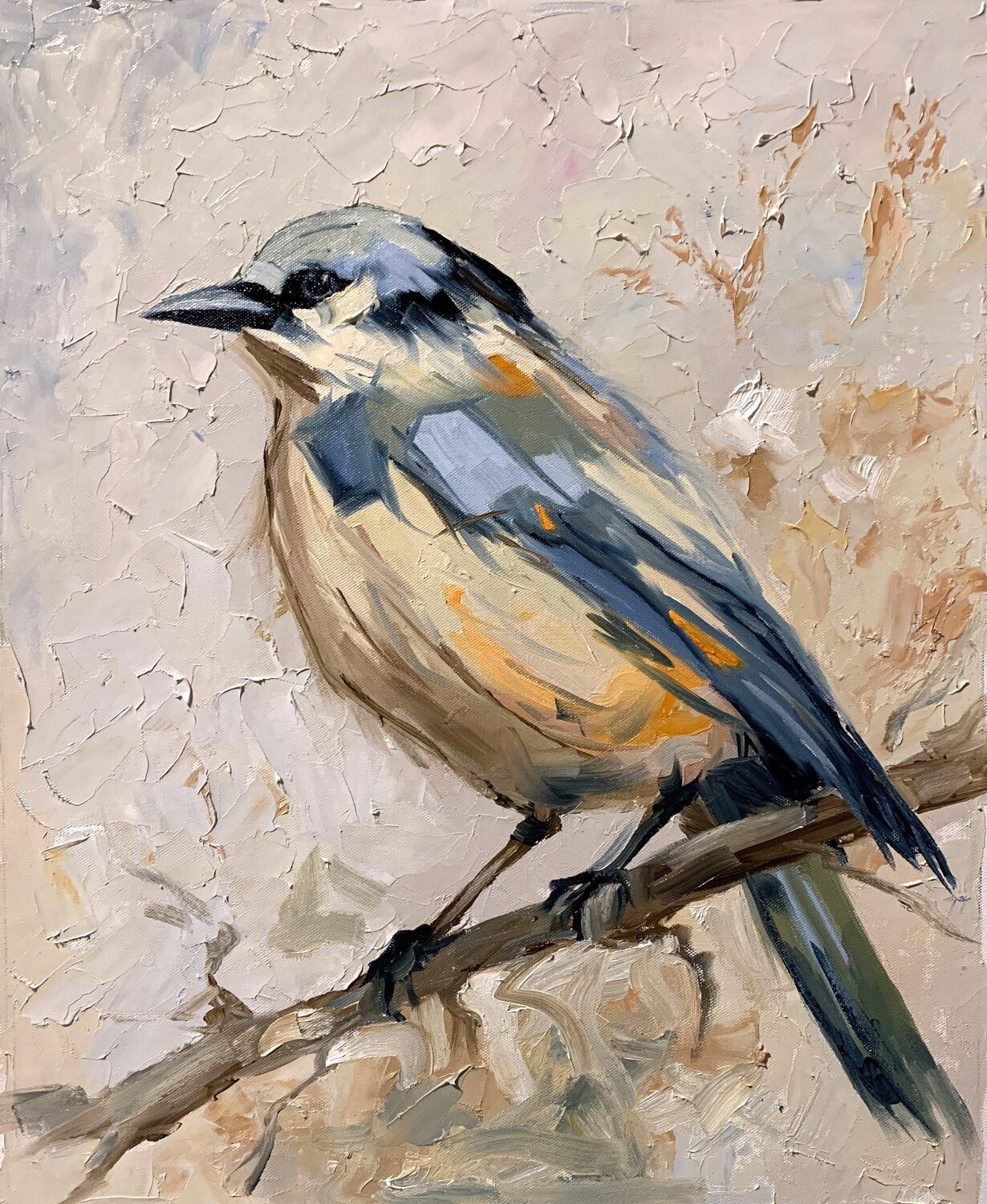 Quiet Observer. The Eurasian Nuthatch. Vita Schagen Original painting for sale