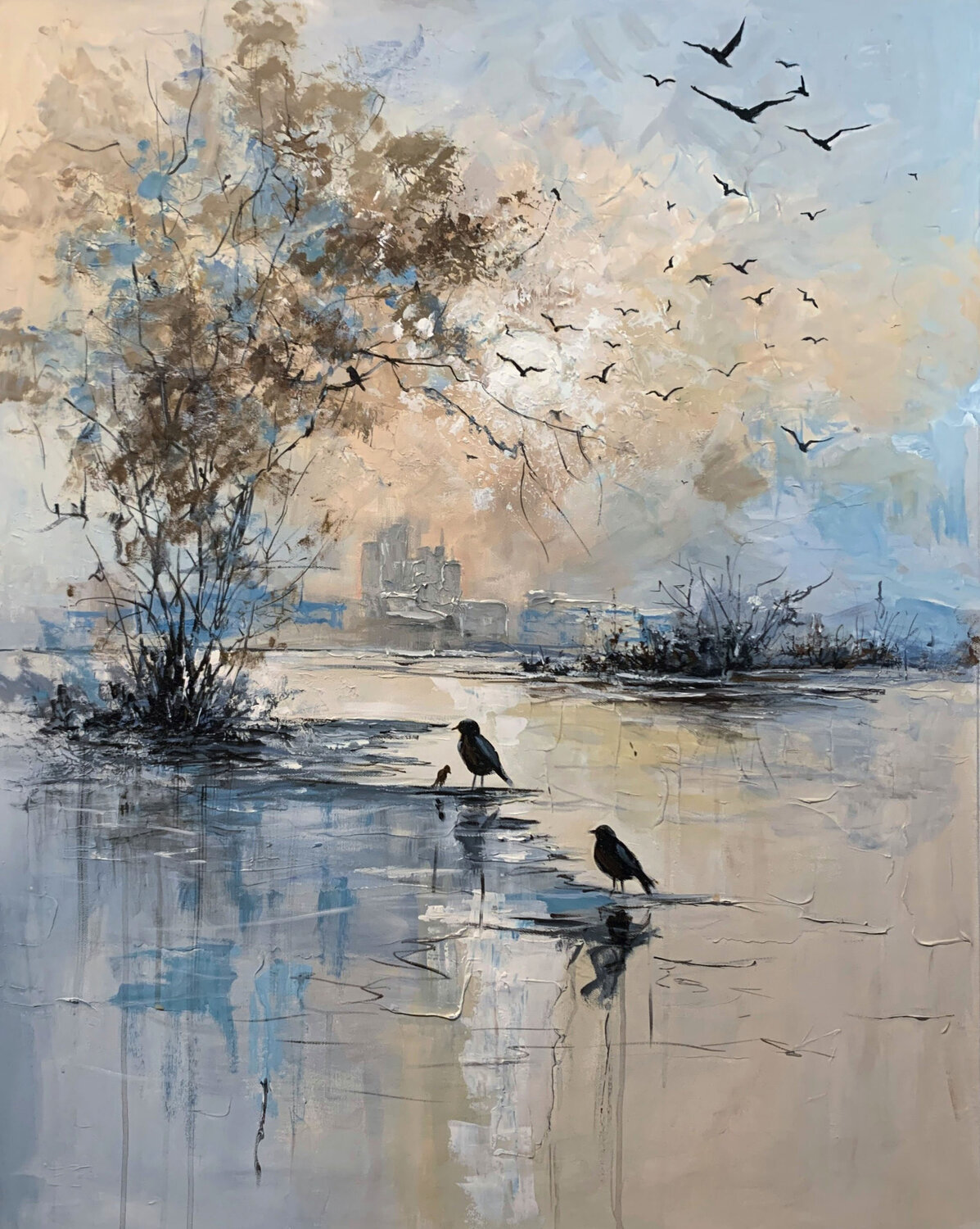 Quiet Waters. Morning Flight. Vita Schagen Original painting for sale