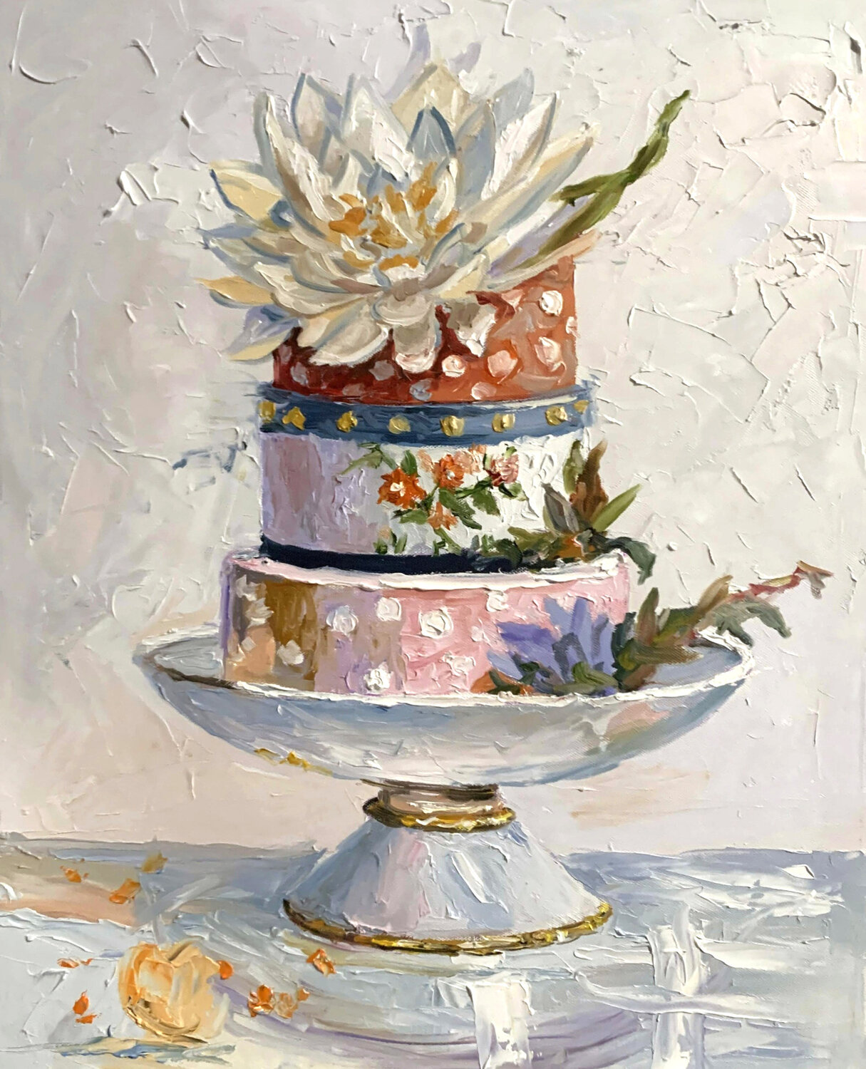 Floral Cake Still Life. Vita Schagen Original painting for sale