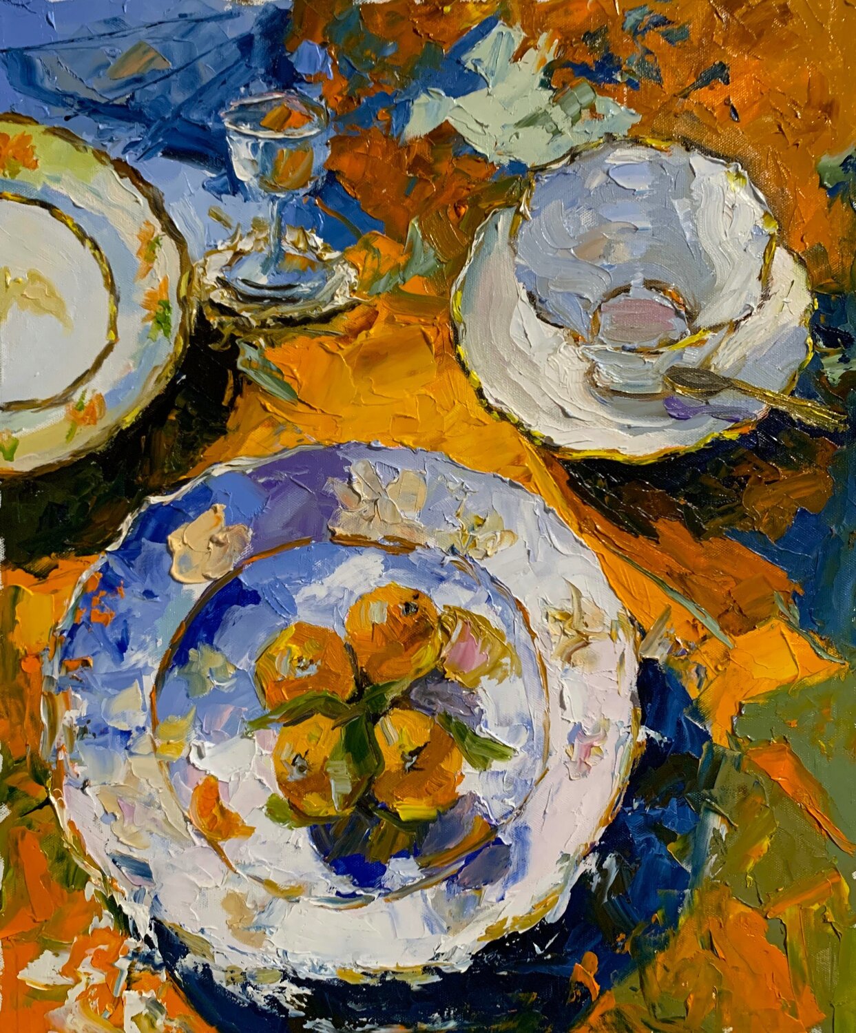 Orange still life with tangerines. Vita Schagen Original painting for sale