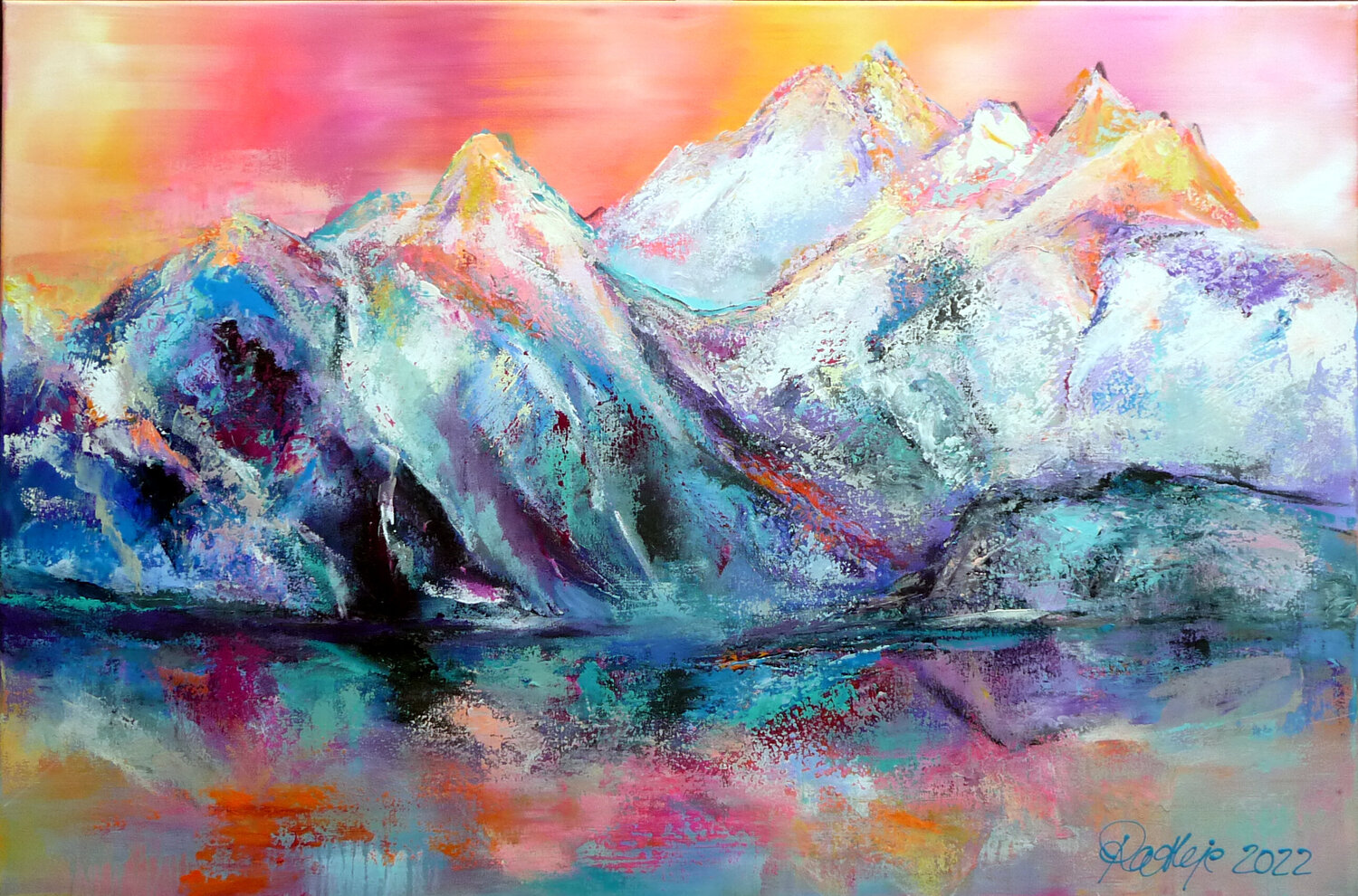 Alpenglühen Manuela Rathje Original painting for sale