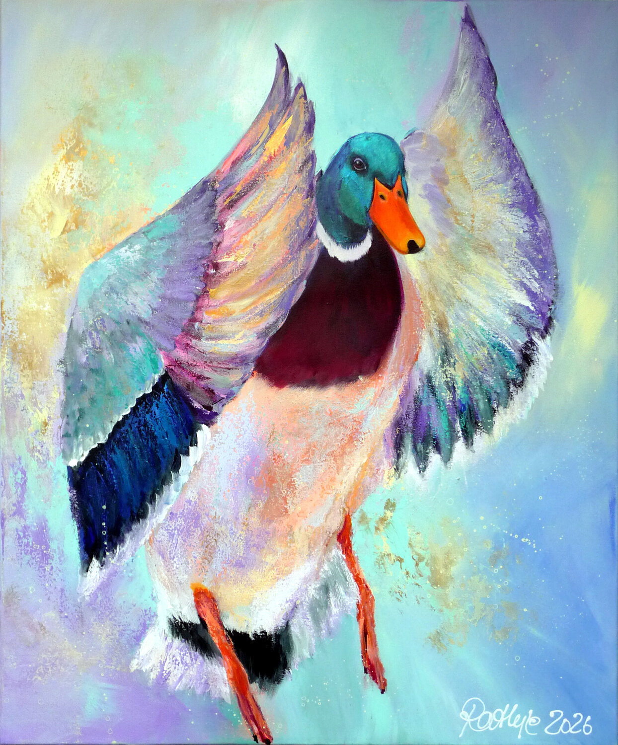 golden wings Manuela Rathje Original painting for sale