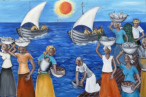 Fish, Fish and more Fish by Suzette Datema, Painting for Sale on Select